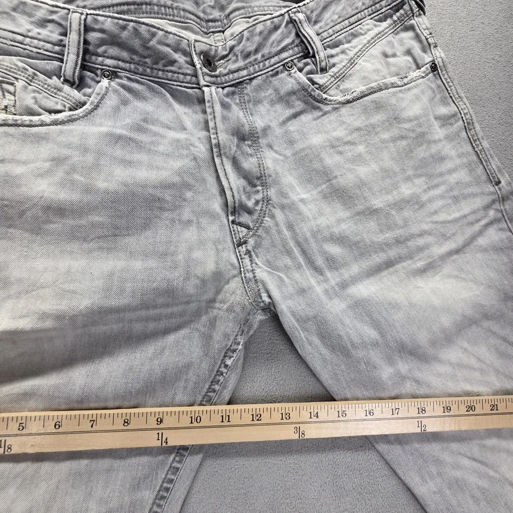 Diesel Jeans Mens 33x34 Gray Iakop Regular Slim Tapered Button Fly 008QP
